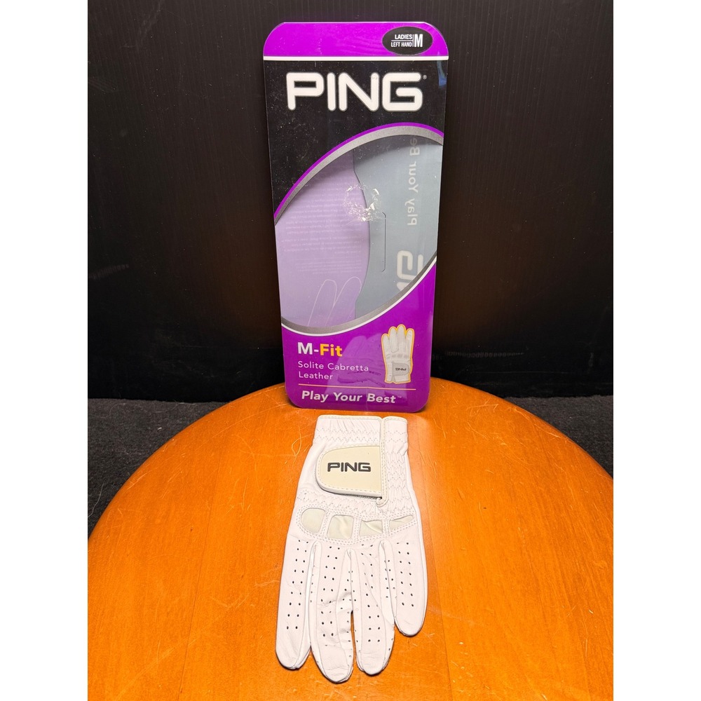 Ping M-Fit Ladies LeftHand Golf Glove Medium Solite Cabretta Leather Stone White